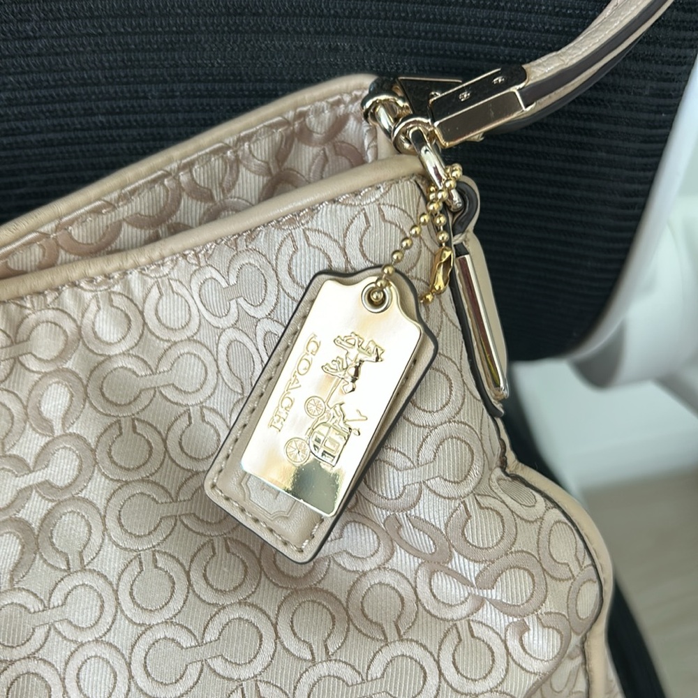 Coach Beige Signature Shoulder Bag - Picture 3 of 17